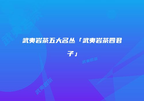 武夷岩茶五大名丛「武夷岩茶四君子」