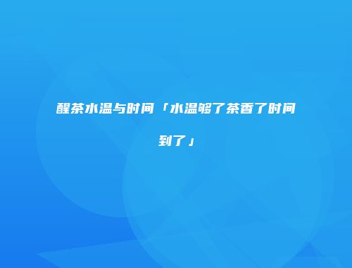 醒茶水温与时间「水温够了茶香了时间到了」
