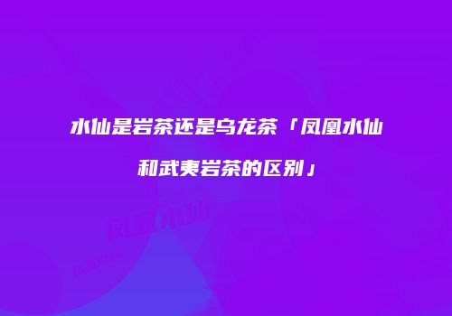 水仙是岩茶还是乌龙茶「凤凰水仙和武夷岩茶的区别」
