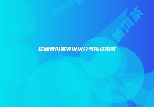 揭秘普洱茶等级划分与挑选指南