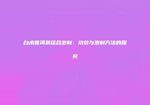 白术普洱茶结合泡制：功效与泡制方法的探究