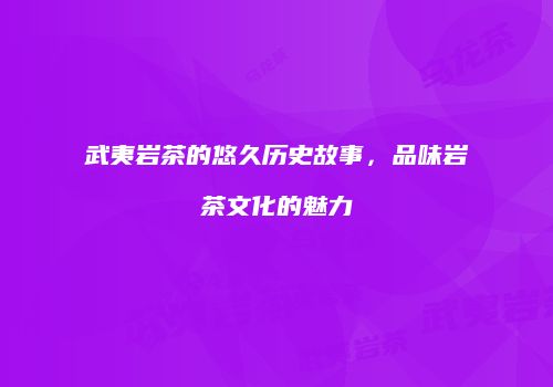 武夷岩茶的悠久历史故事，品味岩茶文化的魅力