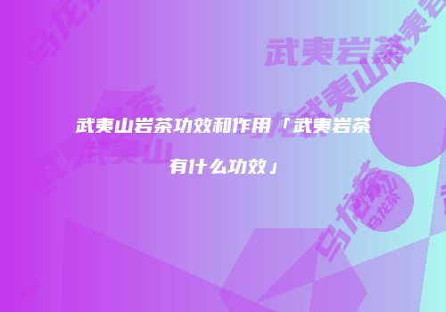 武夷山岩茶功效和作用「武夷岩茶有什么功效」