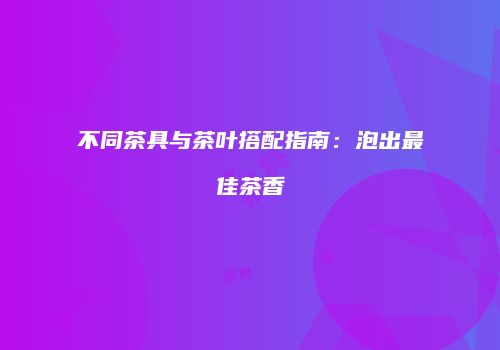 不同茶具与茶叶搭配指南：泡出最佳茶香