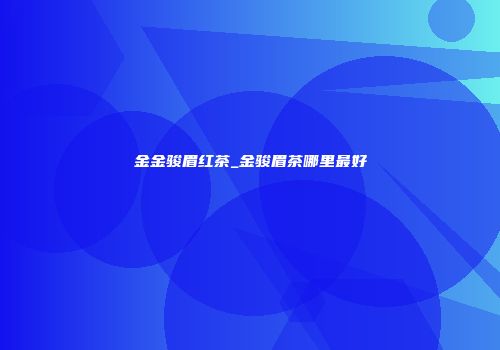 金金骏眉红茶_金骏眉茶哪里最好