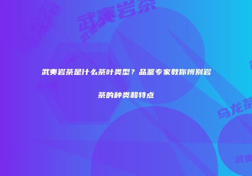 武夷岩茶是什么茶叶类型？品鉴专家教你辨别岩茶的种类和特点