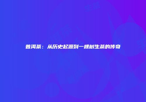 普洱茶：从历史起源到一棵树生茶的传奇