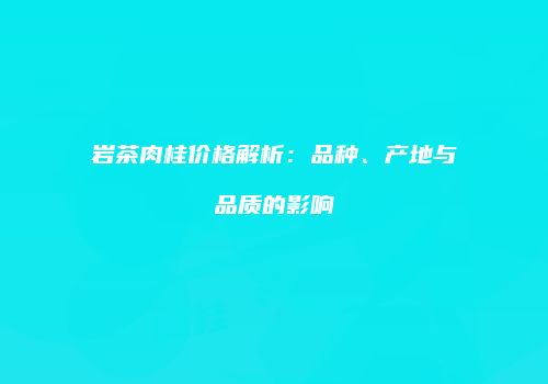 岩茶肉桂价格解析：品种、产地与品质的影响