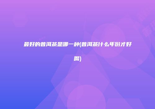 最好的普洱茶是哪一种(普洱茶什么年份才好喝)