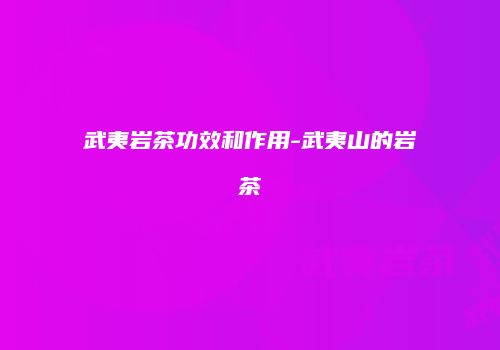 武夷岩茶功效和作用-武夷山的岩茶