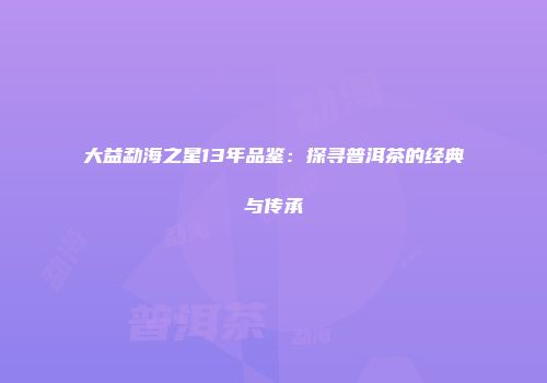 大益勐海之星13年品鉴：探寻普洱茶的经典与传承