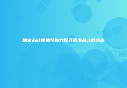 勐宋茶叶的独特魅力探寻景洪茶叶的特点