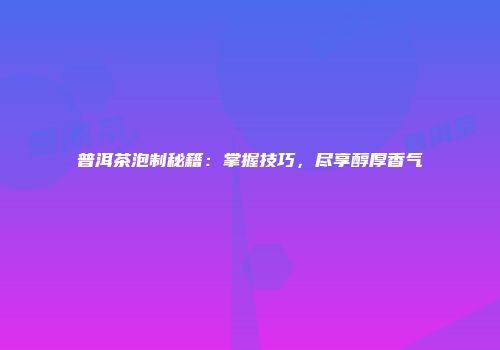 普洱茶泡制秘籍：掌握技巧，尽享醇厚香气