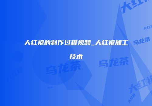 大红袍的制作过程视频_大红袍加工技术