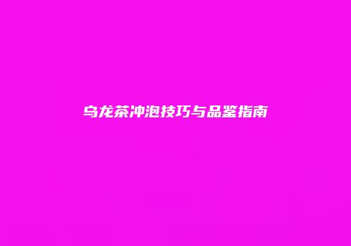 乌龙茶冲泡技巧与品鉴指南