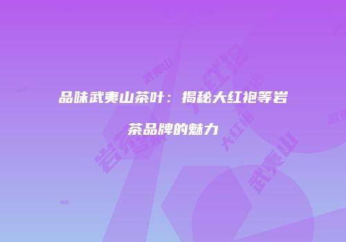品味武夷山茶叶：揭秘大红袍等岩茶品牌的魅力