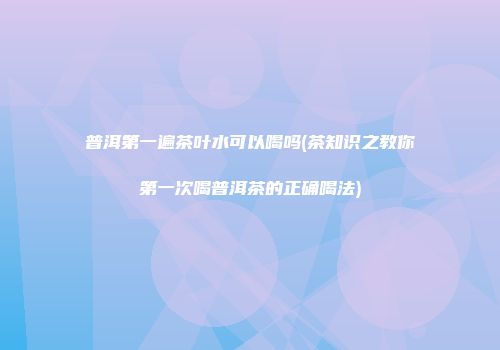 普洱第一遍茶叶水可以喝吗(茶知识之教你第一次喝普洱茶的正确喝法)