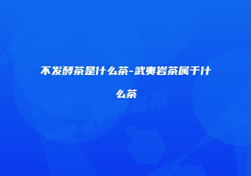 不发酵茶是什么茶-武夷岩茶属于什么茶