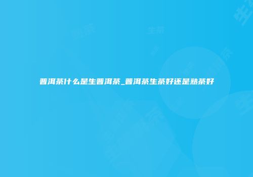 普洱茶什么是生普洱茶_普洱茶生茶好还是熟茶好