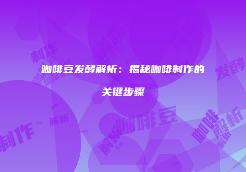 咖啡豆发酵解析：揭秘咖啡制作的关键步骤