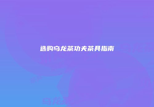 选购乌龙茶功夫茶具指南