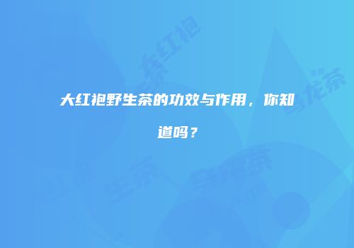 大红袍野生茶的功效与作用，你知道吗？