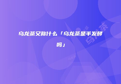 乌龙茶又称什么「乌龙茶是半发酵吗」