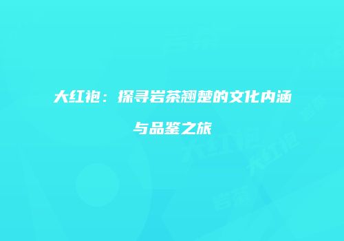 大红袍：探寻岩茶翘楚的文化内涵与品鉴之旅