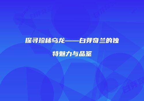 探寻珍稀乌龙——白芽奇兰的独特魅力与品鉴