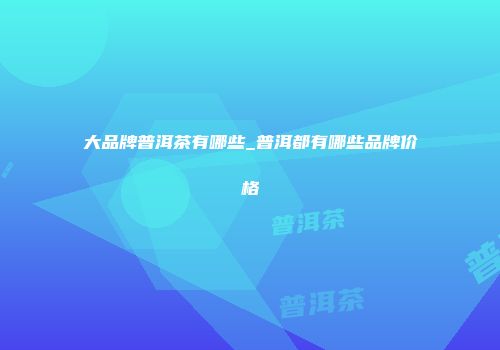 大品牌普洱茶有哪些_普洱都有哪些品牌价格