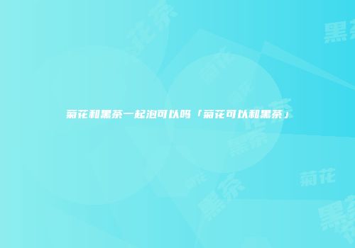 菊花和黑茶一起泡可以吗「菊花可以和黑茶」