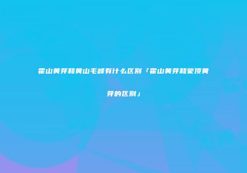 霍山黄芽和黄山毛峰有什么区别「霍山黄芽和蒙顶黄芽的区别」