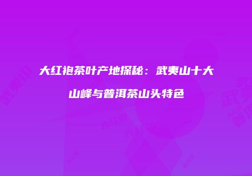 大红袍茶叶产地探秘：武夷山十大山峰与普洱茶山头特色