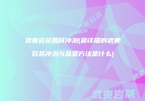 武夷岩茶如何冲泡(最详细的武夷岩茶冲泡与品鉴方法是什么)