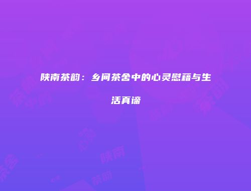 陕南茶韵：乡间茶舍中的心灵慰藉与生活真谛