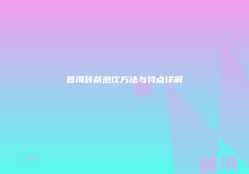 普洱砖茶泡饮方法与特点详解