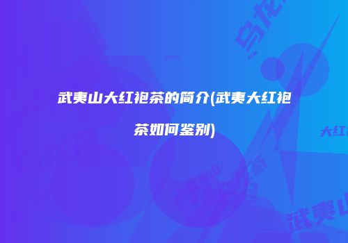 武夷山大红袍茶的简介(武夷大红袍茶如何鉴别)