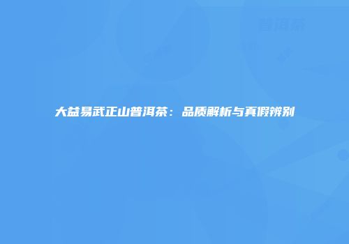 大益易武正山普洱茶：品质解析与真假辨别