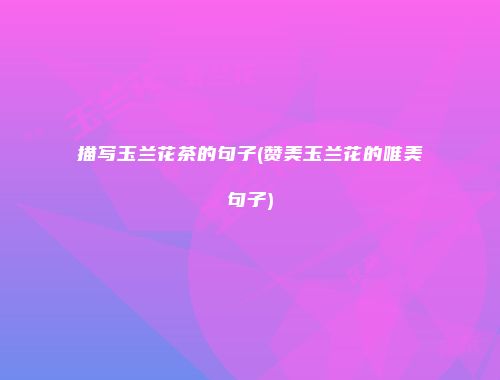 描写玉兰花茶的句子(赞美玉兰花的唯美句子)
