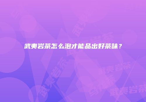 武夷岩茶怎么泡才能品出好茶味？