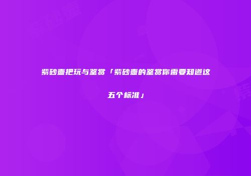 紫砂壶把玩与鉴赏「紫砂壶的鉴赏你需要知道这五个标准」
