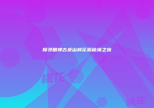 探寻田坝古茶山桃花源秘境之旅