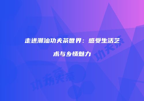 走进潮汕功夫茶世界：感受生活艺术与乡情魅力