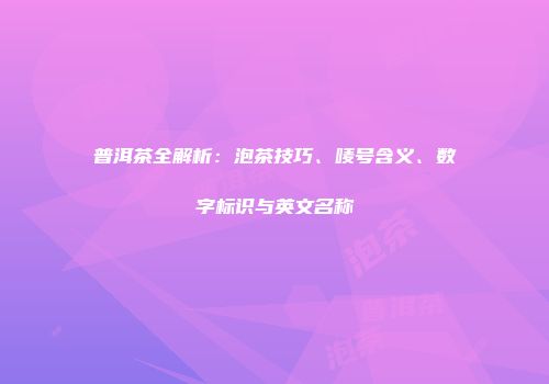 普洱茶全解析：泡茶技巧、唛号含义、数字标识与英文名称