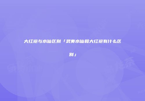 大红袍与水仙区别「武夷水仙和大红袍有什么区别」