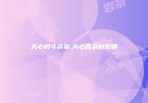 天心村斗茶赛,天心岩茶村在哪