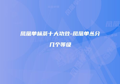 凤凰单枞茶十大功效-凤凰单丛分几个等级