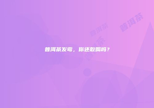 普洱茶发霉，你还敢喝吗？