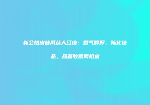 新会柑皮普洱茶大红皮：香气醇厚，陈化佳品，品鉴收藏两相宜