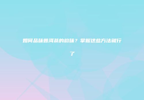 如何品味普洱茶的韵味？掌握这些方法就行了